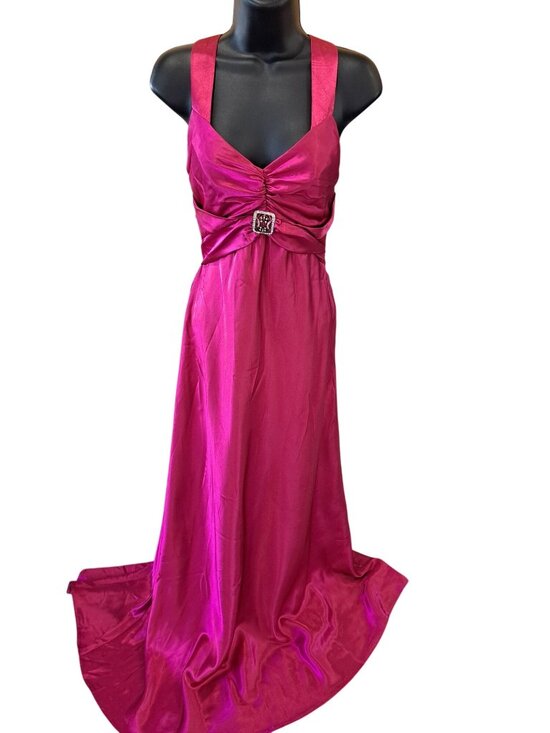 Jessica Mcclintock For Gunne Sax Dresses & Skirts - Vtg Jessica McClintock Gunne Sax Pink Satin Evening Gown Dress Rhinestone 5 USA